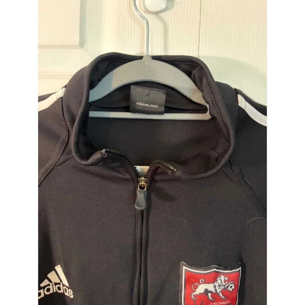 Adidas Cincinnati Kings Soccer Track Jacket‎ Mens Black Full Zip 3 Stripe Coat